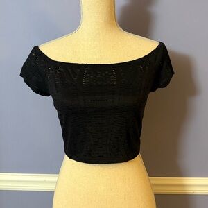 Express Black Lace Crop Top